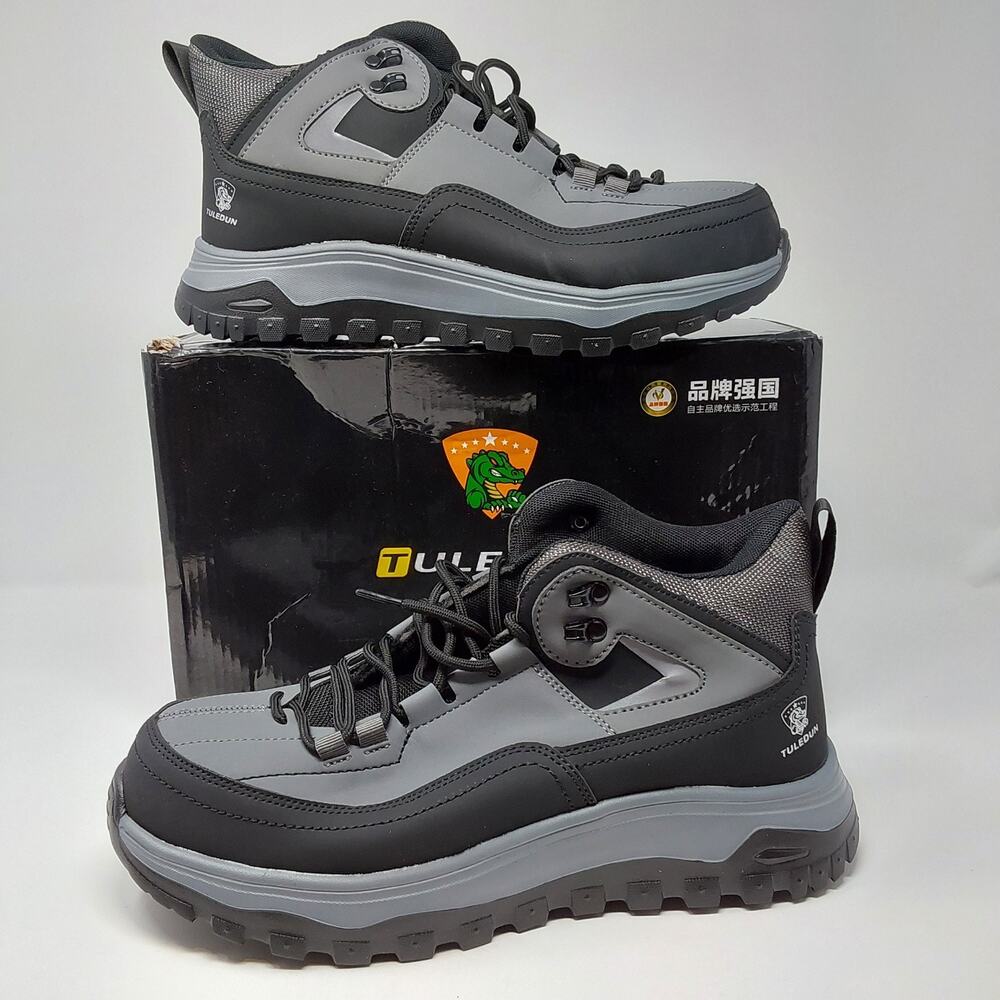 Tuledun T09 Mens Safety Work Boots EU 45 Gray Black Waterproof Hiking NIB